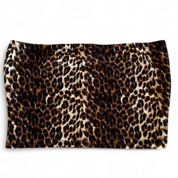 Buckle Tops - Leopard print tube top buckle cheetah animal women’s large western boho festival